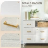 Ladekast, opbergkast met 8 stoffen laden, stekkerdoos, stalen frame, ladekast voor hal, slaapkamer, woonkamer en kantoor, crème wit 6