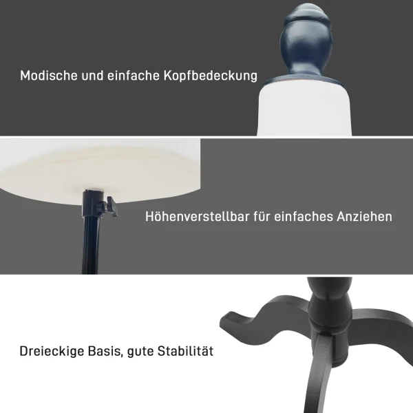 Mannequin torso, paspop, etalagepop, schuim, hout, metaal, wit 6