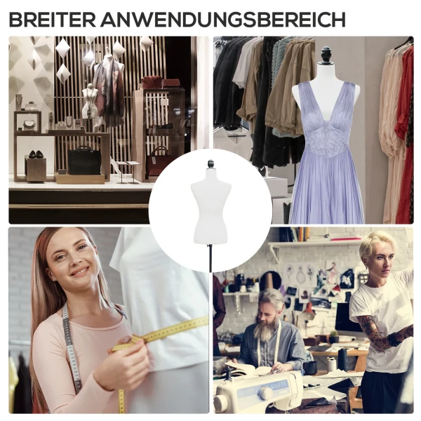 Mannequin torso, paspop, etalagepop, schuim, hout, metaal, wit 7