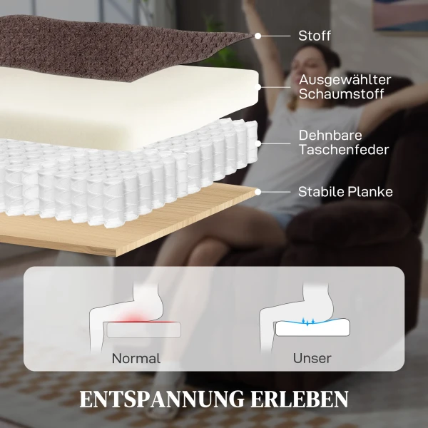 Massagestoel, 8 vibratiepunten, 5 modi, lendenverwarming, verstelbaar, draaibaar, gestoffeerde stoel, bruin 8