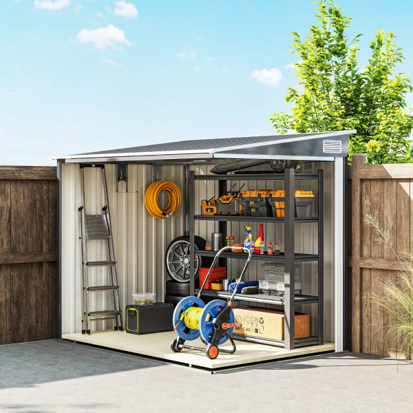 Metalen gereedschapshuis 2,81m² 154x206,5x181 cm gereedschapsschuur met lessenaarsdak en fundering 10
