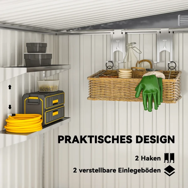 Metalen gereedschapshuis 2,81m² 154x206,5x181 cm gereedschapsschuur met lessenaarsdak en fundering 6