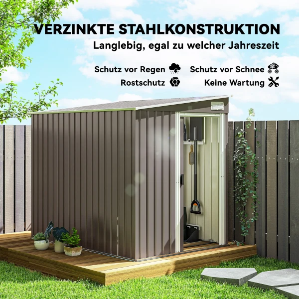 Metalen tuinhuis 2,81m² 154x206,5x181 cm tuinschuur met lessenaarsdak fundering 5