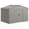 Metalen tuinschuur met schuifdeuren en ventilatieramen, 277 x 195 x 192 cm, grijs 1