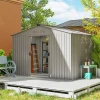 Metalen tuinschuur met schuifdeuren en ventilatieramen, 277 x 195 x 192 cm, grijs 2