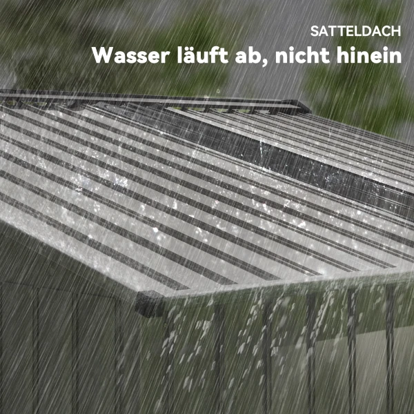 Metalen tuinschuur met schuifdeuren en ventilatieramen, 277 x 195 x 192 cm, grijs 9