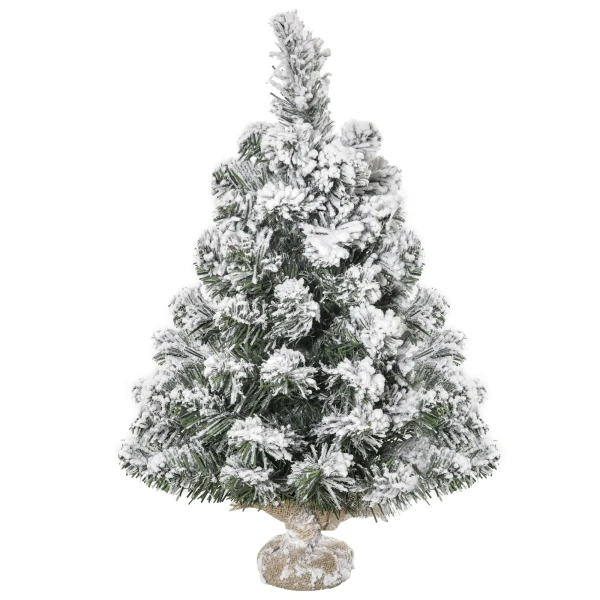 Mini kunstmatige kerstboom 60 cm, kunstmatige spar met sneeuw, 67 tips cementbasis voor binnen kantoor 10