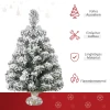 Mini kunstmatige kerstboom 60 cm, kunstmatige spar met sneeuw, 67 tips cementbasis voor binnen kantoor 5