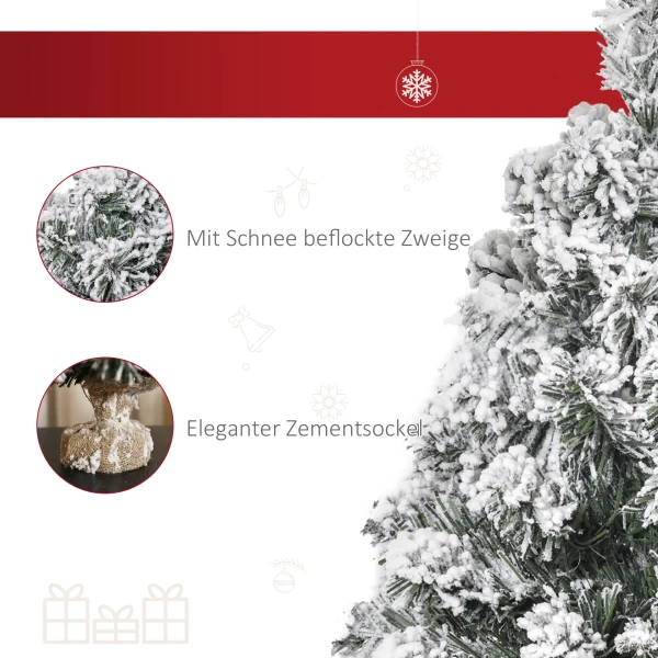 Mini kunstmatige kerstboom 60 cm, kunstmatige spar met sneeuw, 67 tips cementbasis voor binnen kantoor 8