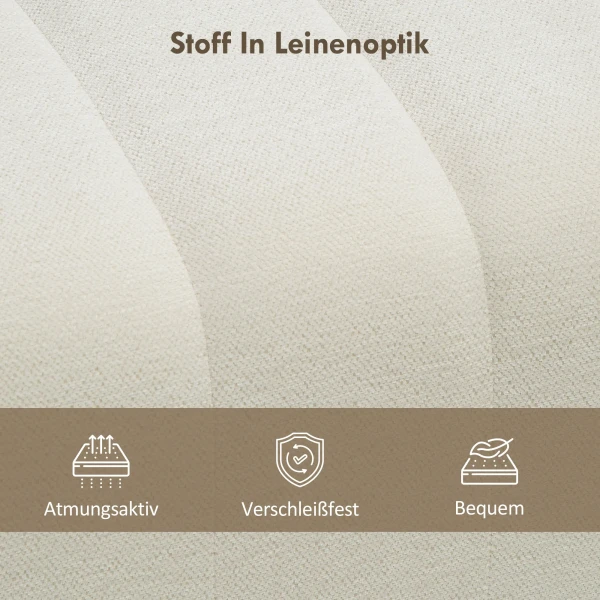 Moderne slaapkamerbank, gestoffeerde bank met houten frame, tot 220 kg belastbaar, voetensteun, crèmewit 6