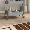 Multifunctionele trolley keukentrolley, 3 planken, 4 wielen, 45 cm x 30,6 cm x 79 cm, lichtblauw 10