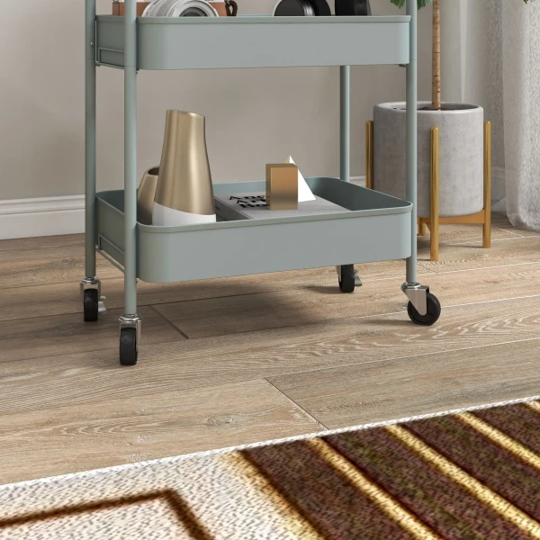 Multifunctionele trolley keukentrolley, 3 planken, 4 wielen, 45 cm x 30,6 cm x 79 cm, lichtblauw 10