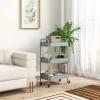 Multifunctionele trolley keukentrolley, 3 planken, 4 wielen, 45 cm x 30,6 cm x 79 cm, lichtblauw 2