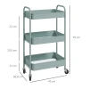 Multifunctionele trolley keukentrolley, 3 planken, 4 wielen, 45 cm x 30,6 cm x 79 cm, lichtblauw 4