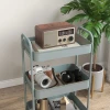 Multifunctionele trolley keukentrolley, 3 planken, 4 wielen, 45 cm x 30,6 cm x 79 cm, lichtblauw 9