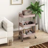 Multifunctionele trolley keukentrolley, 3 planken, 4 wielen, 45 cm x 30,6 cm x 79 cm, roze 2