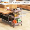 Multifunctionele trolley keukentrolley, 3 planken, 4 wielen, 45 cm x 30,6 cm x 79 cm, roze 5
