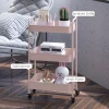 Multifunctionele trolley keukentrolley, 3 planken, 4 wielen, 45 cm x 30,6 cm x 79 cm, roze 7