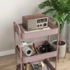 Multifunctionele trolley keukentrolley, 3 planken, 4 wielen, 45 cm x 30,6 cm x 79 cm, roze 9