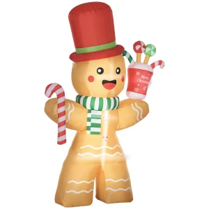 Opblaasbare gemberkoekman, 2,35 m, met led lampjes, weerbestendig, incl. blower, meerkleurig, kerstdecoratie 1