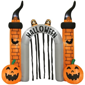 Opblaasbare halloween boog, pompoen ontwerp, leds, haringen, polyester 1