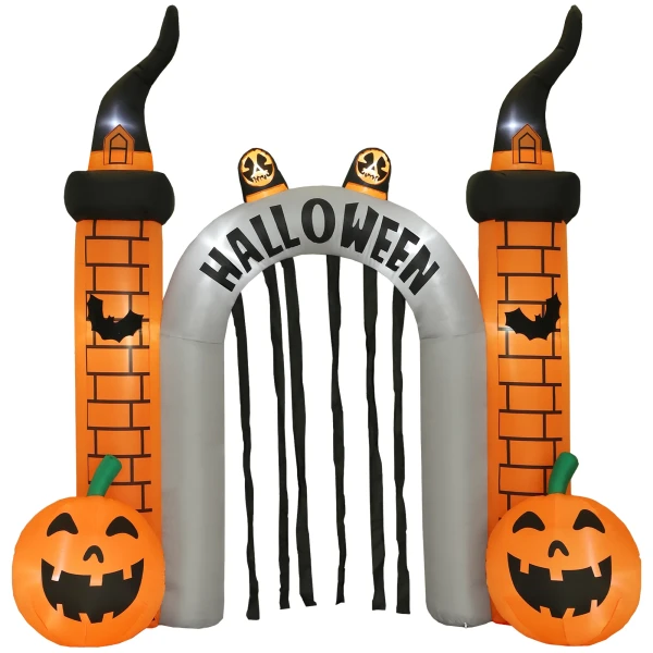 Opblaasbare halloween boog, pompoen ontwerp, leds, haringen, polyester 1