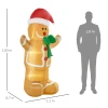 Opblaasbare kerstdecoratie 1,83 m gemberkoekman met strik, 3 leds, intern blaasapparaat tuindecoratie 4