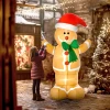 Opblaasbare kerstdecoratie 1,83 m gemberkoekman met strik, 3 leds, intern blaasapparaat tuindecoratie 9