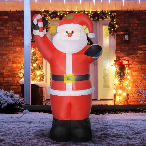Opblaasbare kerstdecoratie, 2,4 m kerstman met led verlichting, zuurstok 2