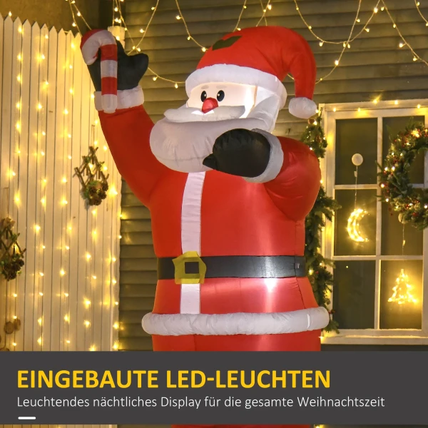 Opblaasbare kerstdecoratie, 2,4 m kerstman met led verlichting, zuurstok 5