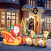 Opblaasbare kerstdecoratie, kerstman in rendierslee, polyester 9