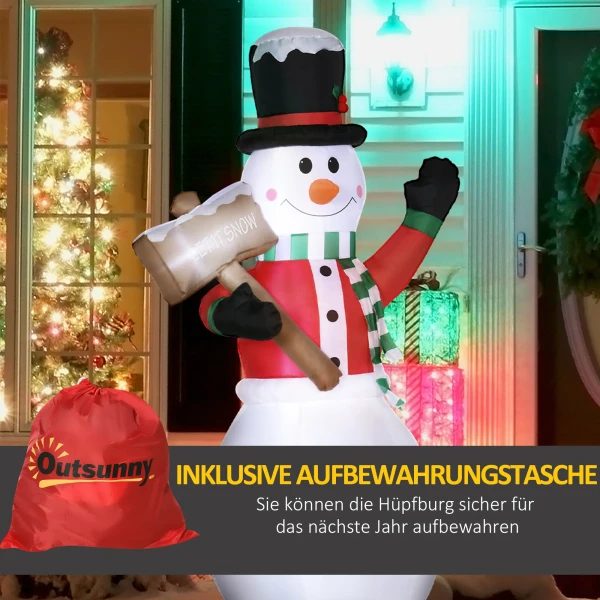 Opblaasbare sneeuwman, outdoor kerstdecoratie, 1,80 m, kerstman, incl. blower, meerkleurig 10