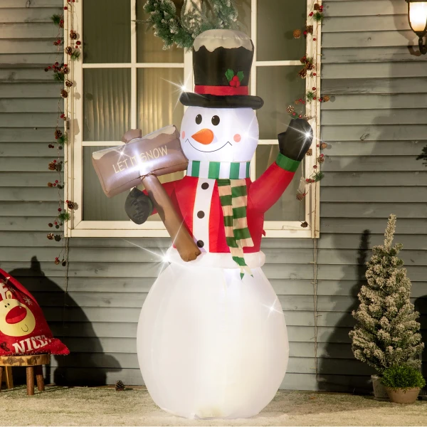 Opblaasbare sneeuwman, outdoor kerstdecoratie, 1,80 m, kerstman, incl. blower, meerkleurig 2