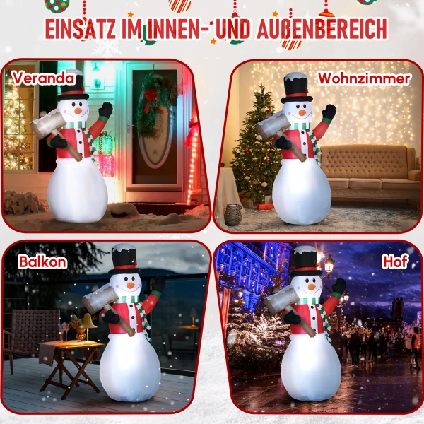 Opblaasbare sneeuwman, outdoor kerstdecoratie, 1,80 m, kerstman, incl. blower, meerkleurig 6