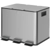 Prullenbak met 3 x 20 l compartimenten, deodorant deksel, vingerafdrukbestendig, soft close, verwijderbaar, zilver 1