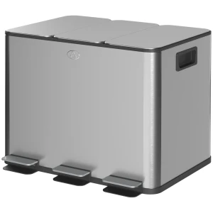 Prullenbak met 3 x 20 l compartimenten, deodorant deksel, vingerafdrukbestendig, soft close, verwijderbaar, zilver 1