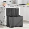 Prullenbak met 3 x 20 l vakken, deodorant deksel, vingerafdrukbestendig, soft close, uitneembaar, zwart 10