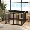 Puppyren, hondenren, puppyverblijf, 8 panelen met deur, opvouwbare en draagbare hondenhek, staal, zwart 4