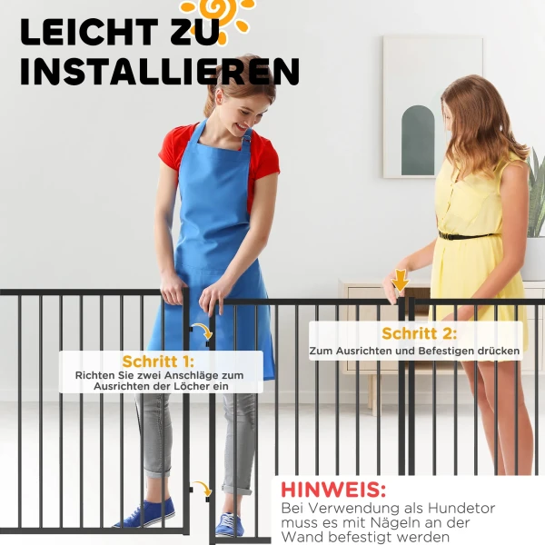 Puppyren, hondenren, puppyverblijf, 8 panelen met deur, opvouwbare en draagbare hondenhek, staal, zwart 8
