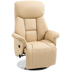 Relaxstoel, ligfunctie, leerlook, voetensteun, tot 150 kg, 78 x 80 x 109 cm, beige 1
