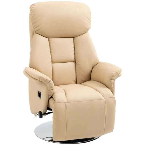 Relaxstoel, ligfunctie, leerlook, voetensteun, tot 150 kg, 78 x 80 x 109 cm, beige 1