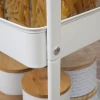 Rolbare keukenwagen, 2 planken, lade, opslag, 4 wielen, handvatten, staal, wit 10