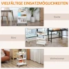 Rolbare keukenwagen, 2 planken, lade, opslag, 4 wielen, handvatten, staal, wit 8