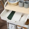 Rolbare keukenwagen, 2 planken, lade, opslag, 4 wielen, handvatten, staal, wit 9