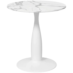 Ronde eettafel, gepoedercoat staal, mdf met melamine, antislip voeten, 70 x 74 cm, wit 1