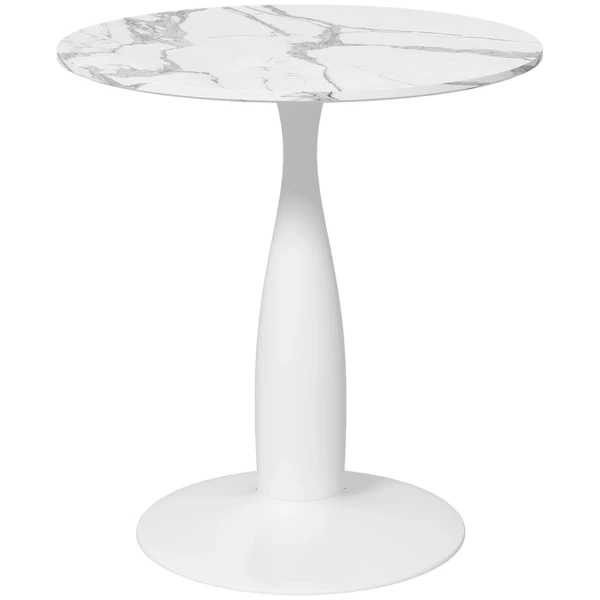 Ronde eettafel, gepoedercoat staal, mdf met melamine, antislip voeten, 70 x 74 cm, wit 1