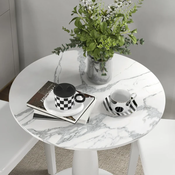 Ronde eettafel, gepoedercoat staal, mdf met melamine, antislip voeten, 70 x 74 cm, wit 10