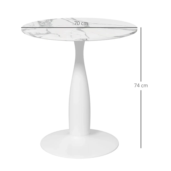 Ronde eettafel, gepoedercoat staal, mdf met melamine, antislip voeten, 70 x 74 cm, wit 4