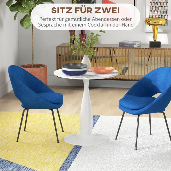 Ronde eettafel, gepoedercoat staal, mdf met melamine, antislip voeten, 70 x 74 cm, wit 5