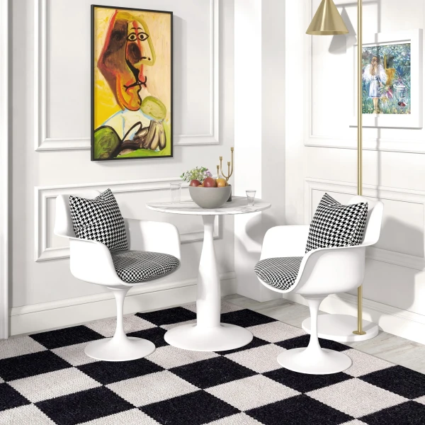 Ronde eettafel, gepoedercoat staal, mdf met melamine, antislip voeten, 70 x 74 cm, wit 7